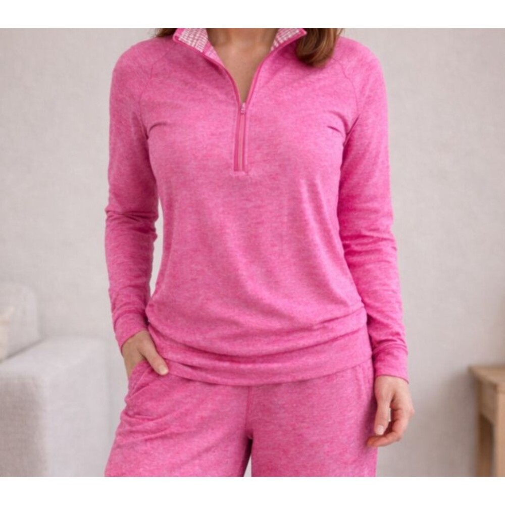 Danskin Now Pink 1/2 Zip Active Top XS Thumbholes Long Sleeve Athletic